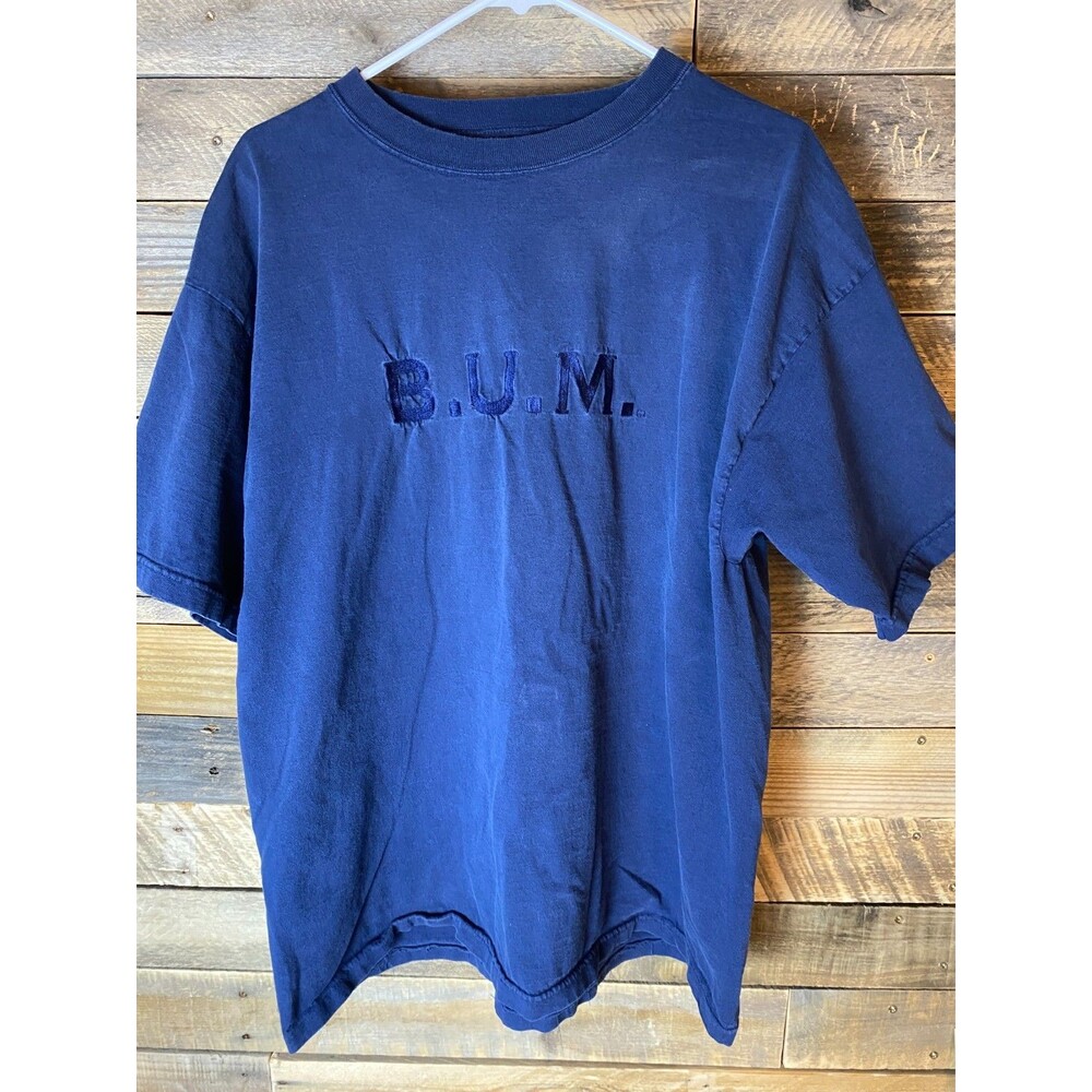 Bum Equipment Sz 46" Chest Blue Short Sleeve Embroidered T-Shirt